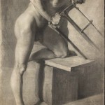 Ignacy Łopieński, Male Nude in the Pose of a Man Sawing, 1890